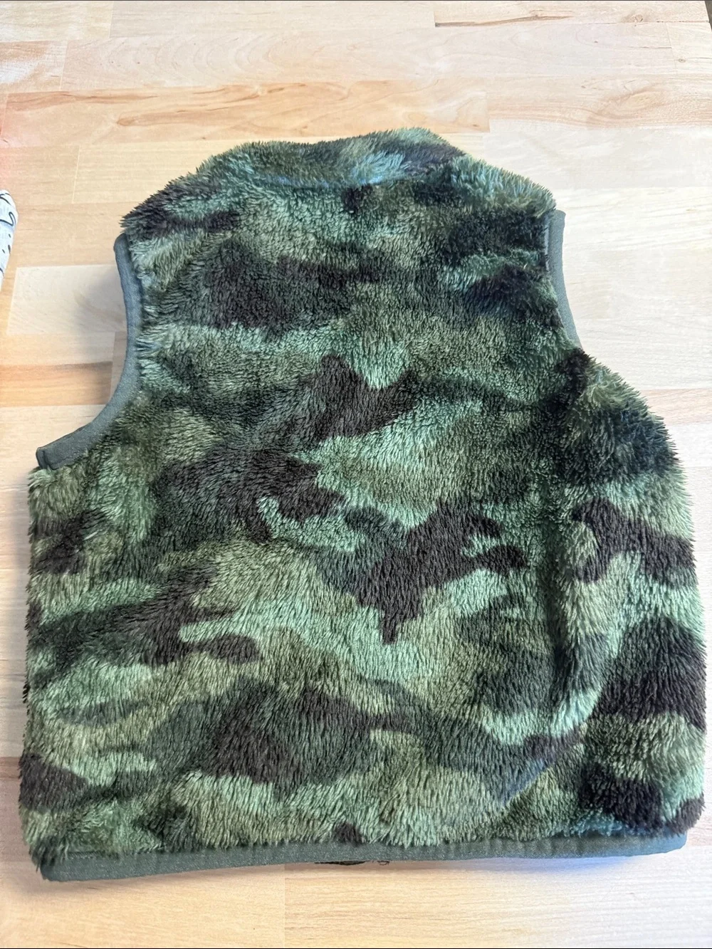 Old Navy Kids Fuzzy Camouflage Vest - Olive & Brown